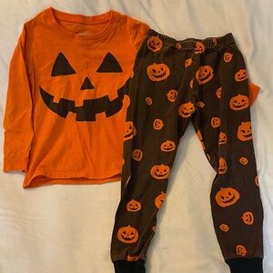 ⭐️Kids Pumpkin Pajama Set - Orange and Black